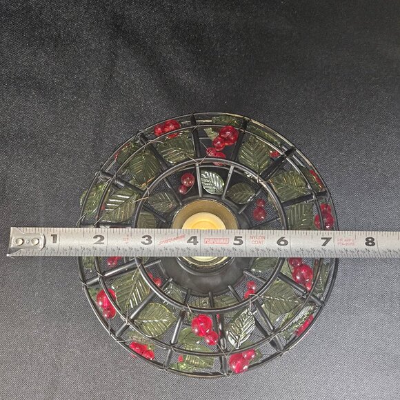 Black Metal With Green Glass Leaves And Red Berries Votive Candle Holder Kohls - Picture 10 of 11